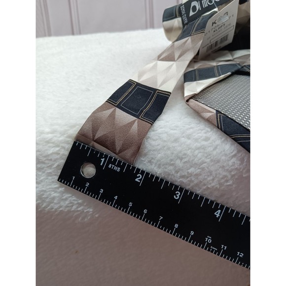 NWT Di Moggio Mens Premium Tie Pure Silk Handmade Smooth Brown/Beige MSRP $30 EC - Picture 7 of 15
